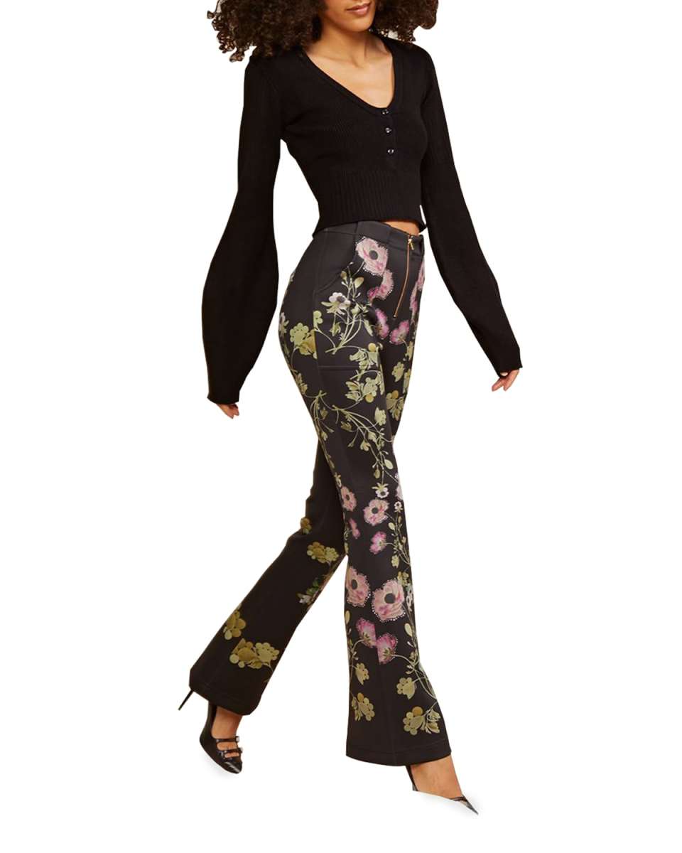 V-Neck Long-Sleeve Rib-Knit Top